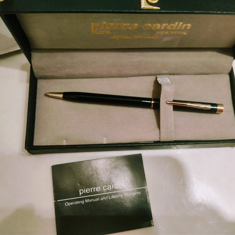 NIB BLACK PIERRE CARDIN CRISTAL CHROME BALL PEN